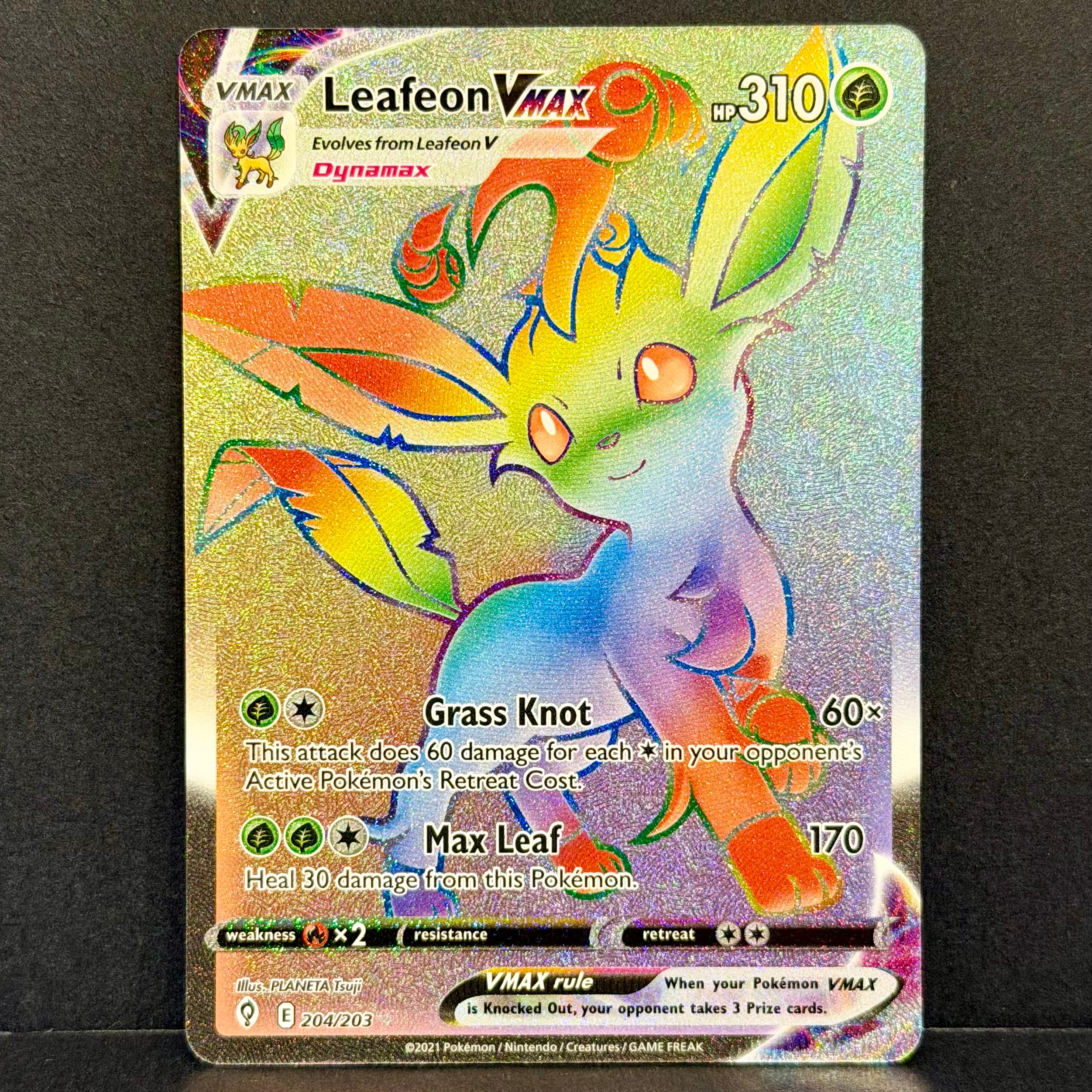 2021 Pokemon Evolving Skies 204/203 Leafeon VMAX Secret Rare