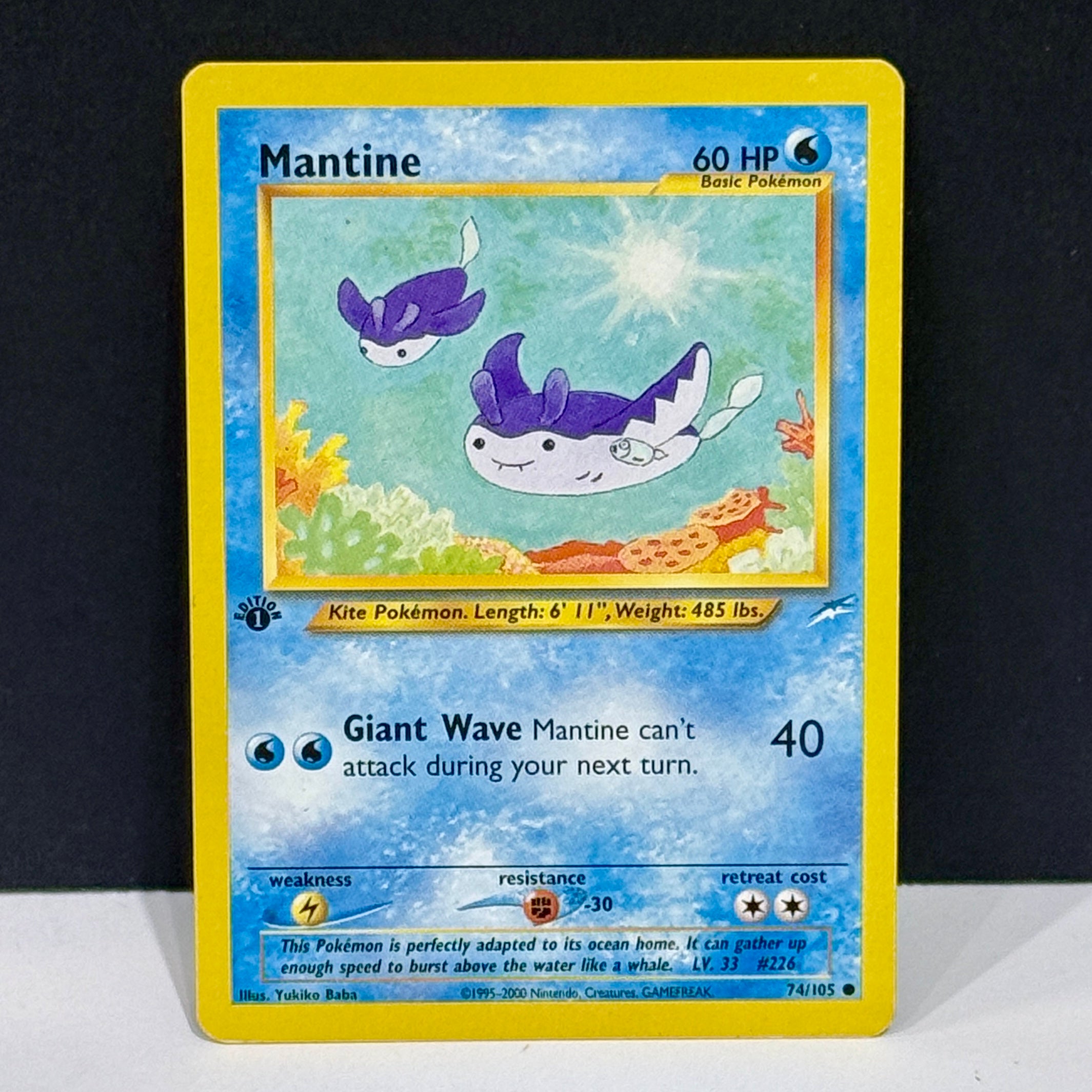 2000 Pokmoen Neo Destiny 74/105 Mantine Common 1st Edition