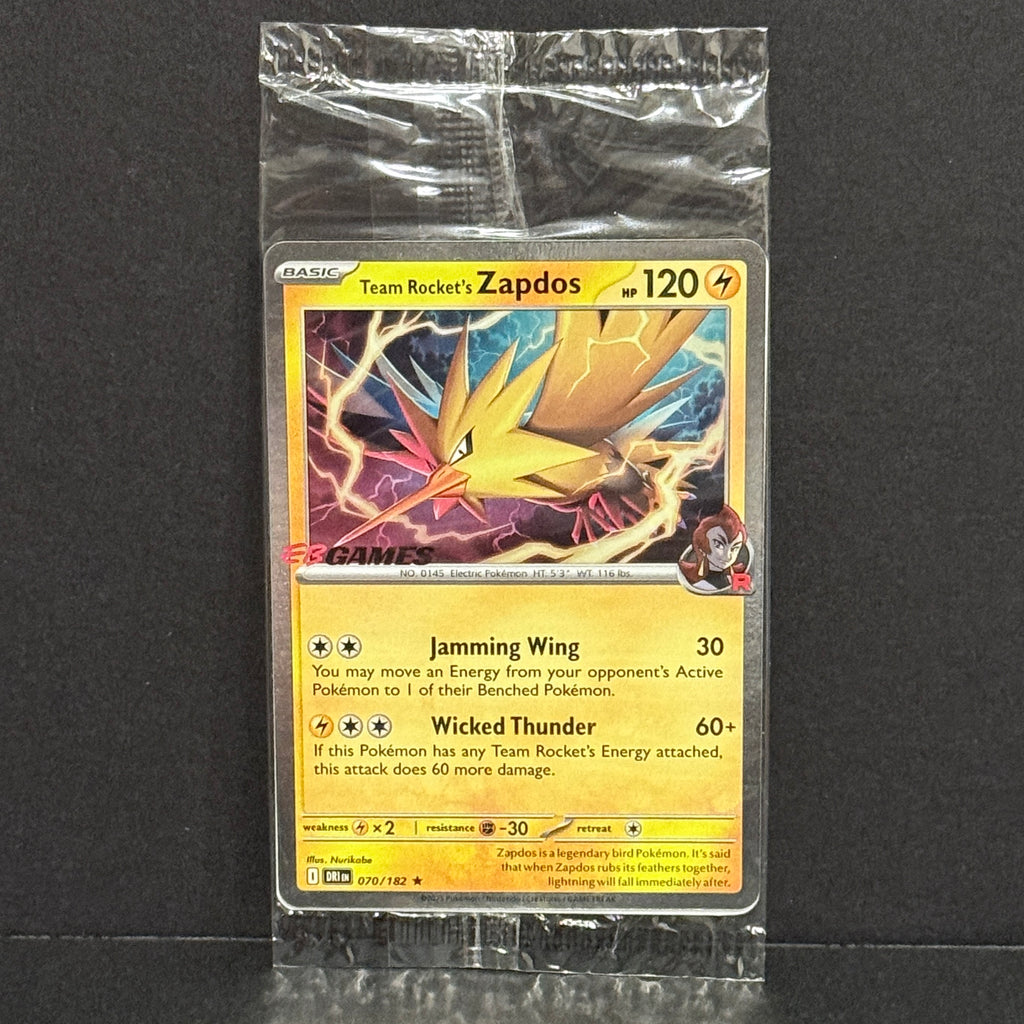 2025 Pokemon EB Games Stamped Promo 070/182 Team Rocket's Zapdos Promo SEALED