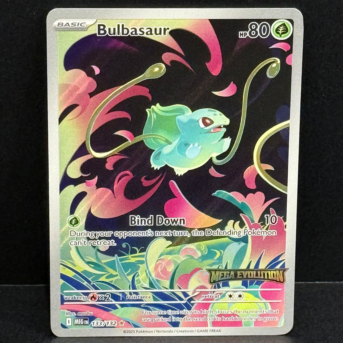 2025 Pokemon Mega Evolution 133/132 Bulbasaur Illustration Rare Stamped
