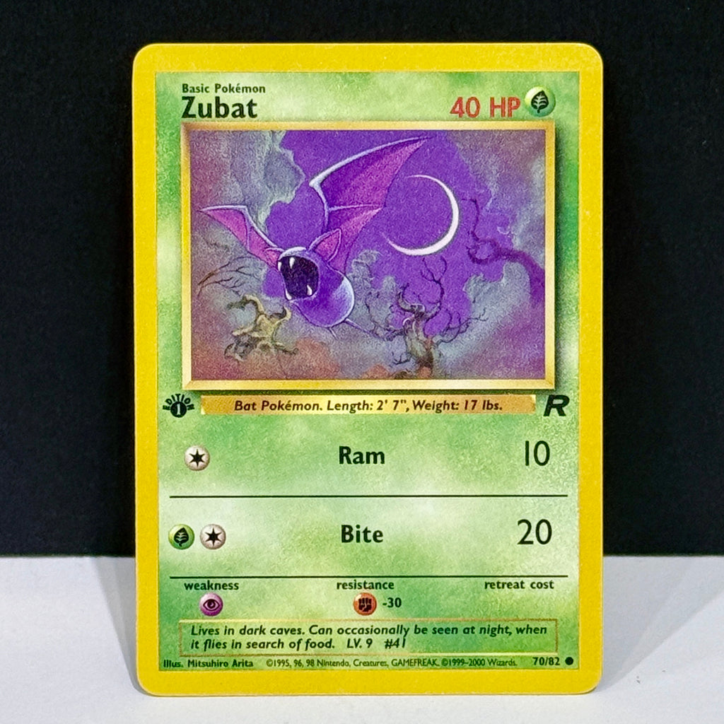 2000 Pokemon Team Rocket 70/82 Zubat Common 1st Edition