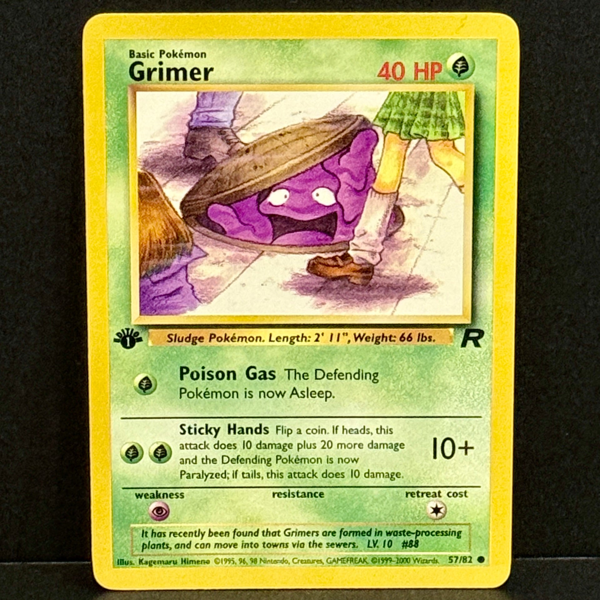 2000 Pokemon Team Rocket 057/082 Grimer Common 1st Edition