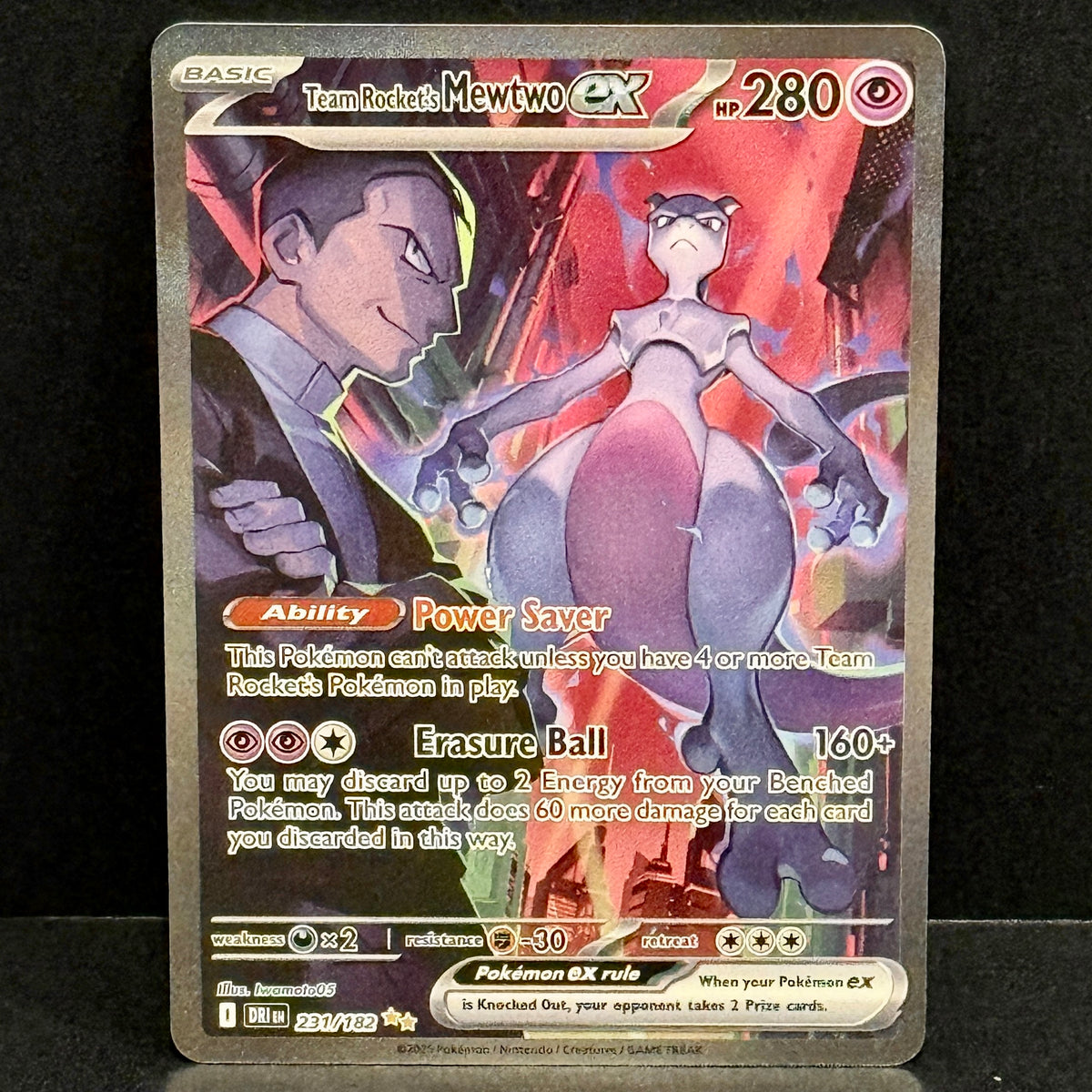 2025 Pokemon Destined Rivals 231/182 Team Rocket's Mewtwo ex Special Illustration Rare
