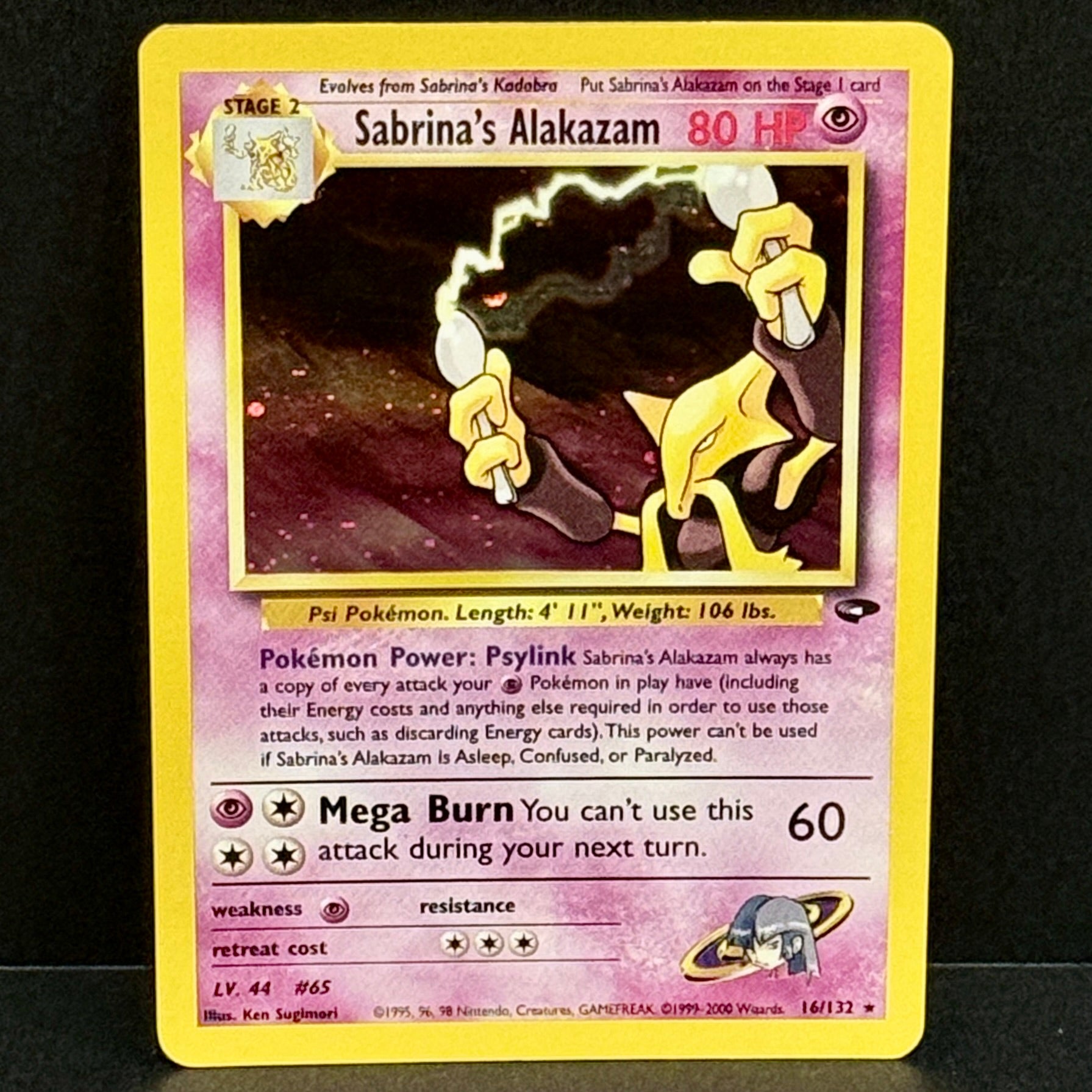 2000 Pokemon Gym Challenge 016/132 Sabrina's Alakazam Holo Rare