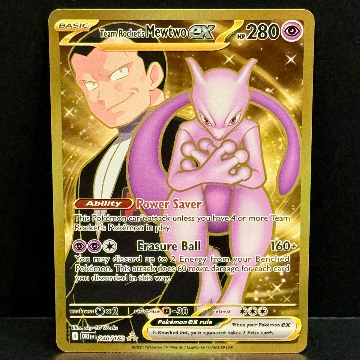 2025 Pokemon Destined Rivals 240/182 Team Rocket's Mewtwo ex Hyper Rare