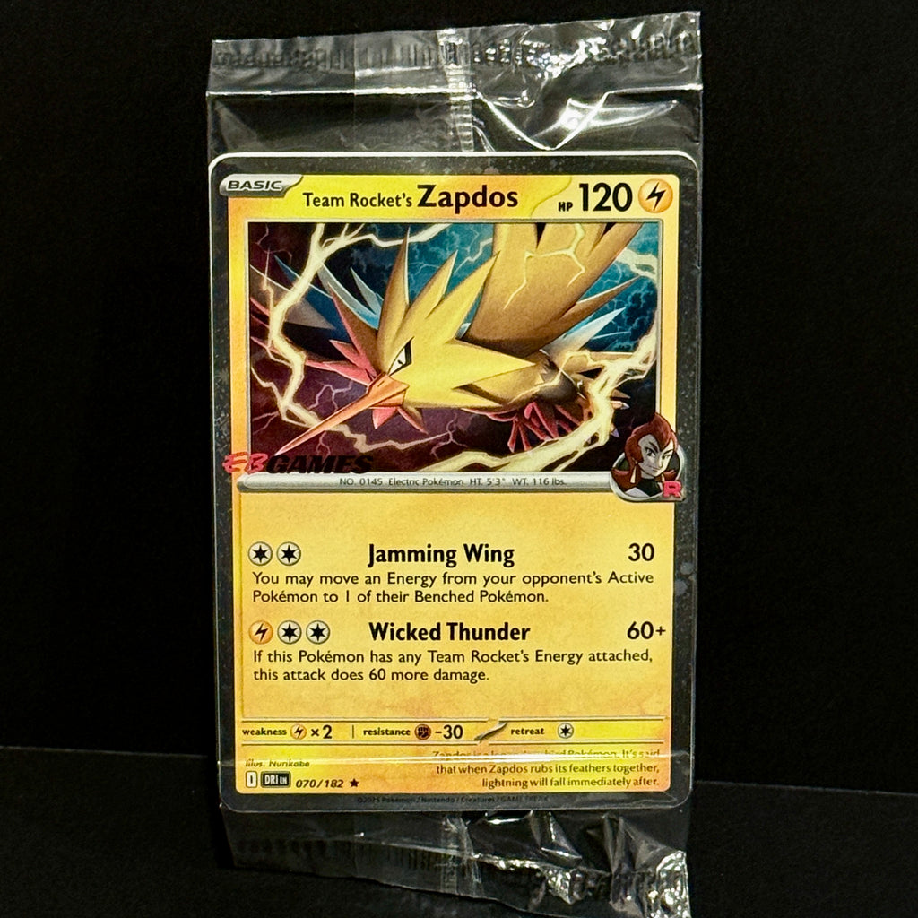 2025 Pokemon EB Games Exclusive 070/182 Team Rocket's Zapdos Promo
