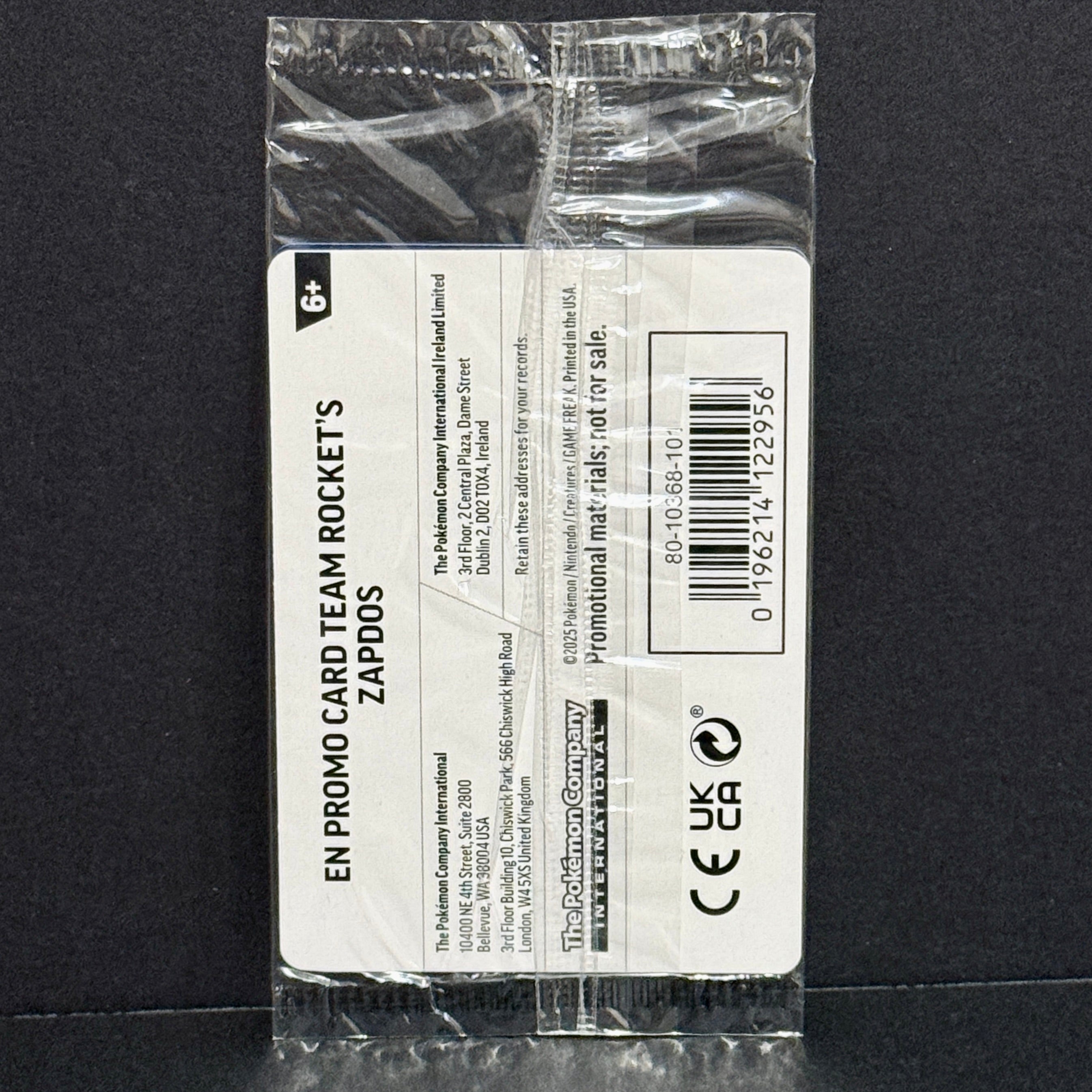 2025 Pokemon EB Games Stamped Promo 070/182 Team Rocket's Zapdos Promo SEALED