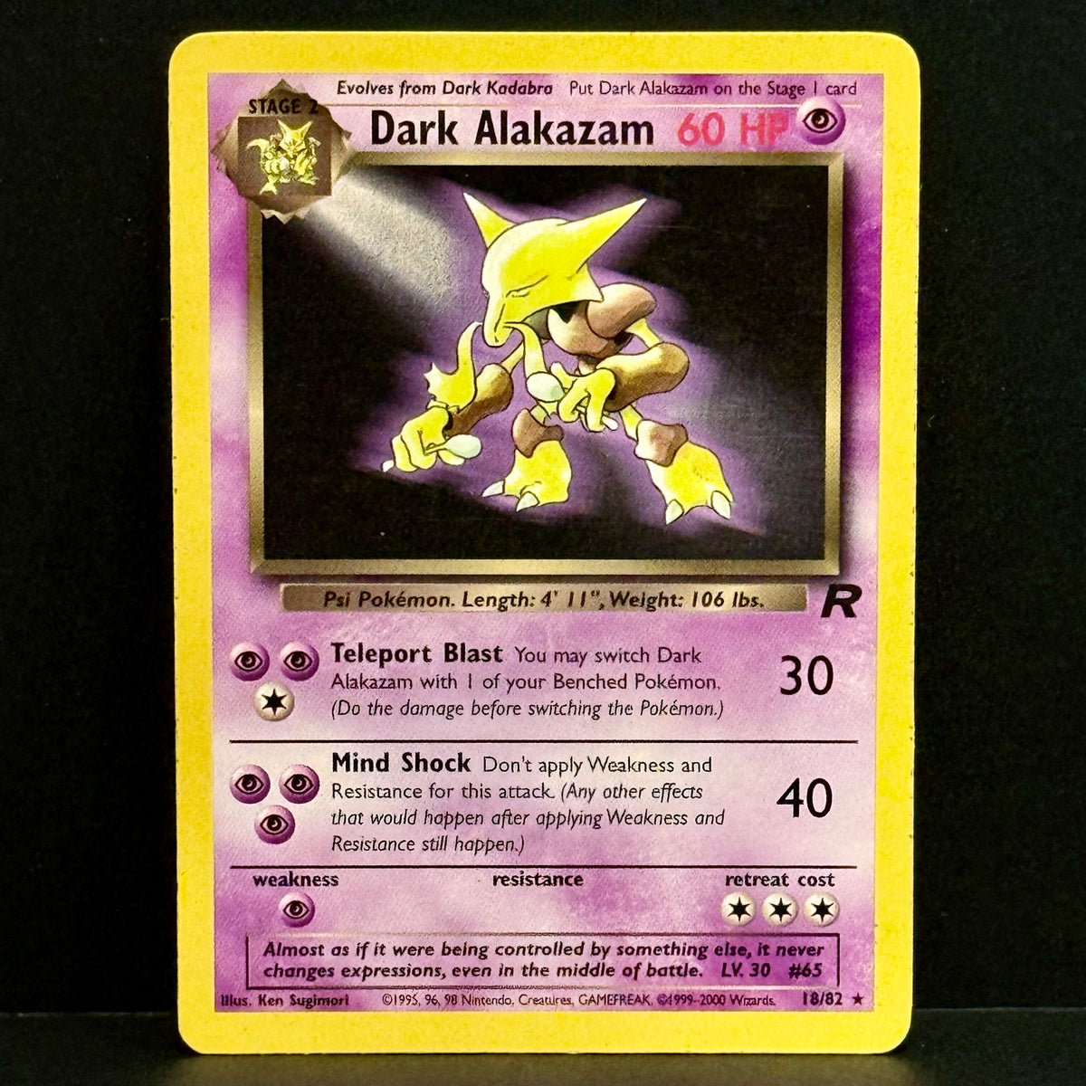 2000 Pokemon Team Rocket 18/82 Dark Alakazam Rare
