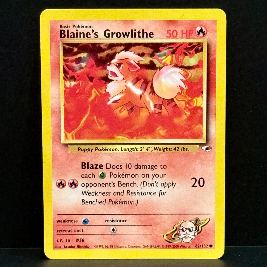 2000 Pokemon Gym Heroes 62/132 Blaine's Growlithe Common